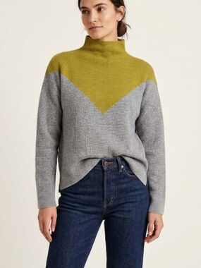 CYNTHIA ROWLEY Cozy Knit Mock Neck Colour-Block Sweater